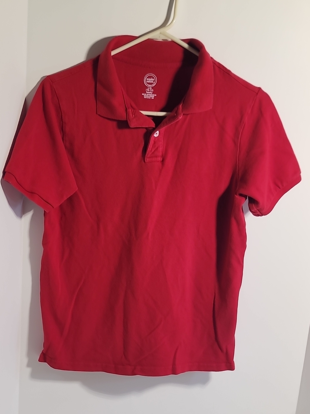 wonder nation Red Tagless Crewneck Tee with White Interior Logo